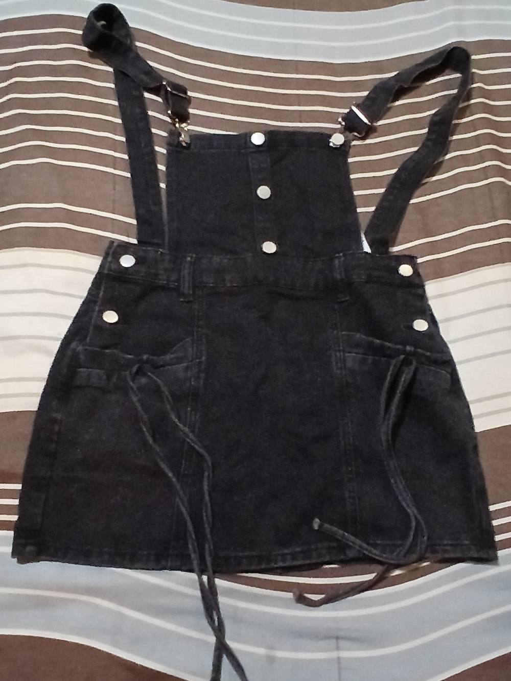 Black Denim Overall Skirt with Adjustable Straps